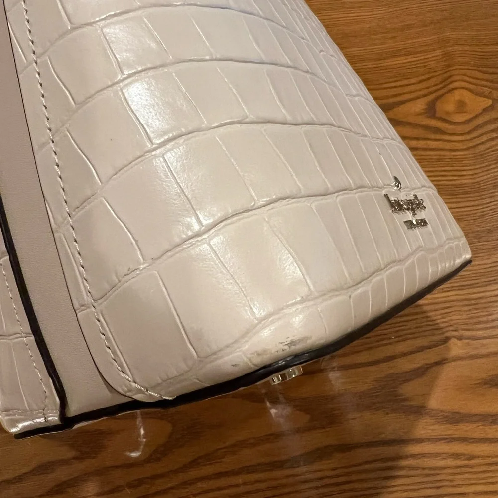 Kate Spade Cream Croc-Embossed Shoulder Bag - Picture 11 of 11